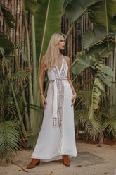 Robe longue block print