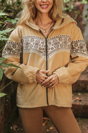 Ethnic fleece coat