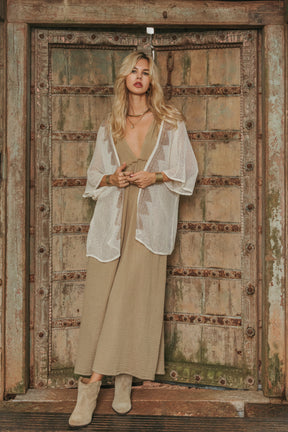 Kimono filet block print