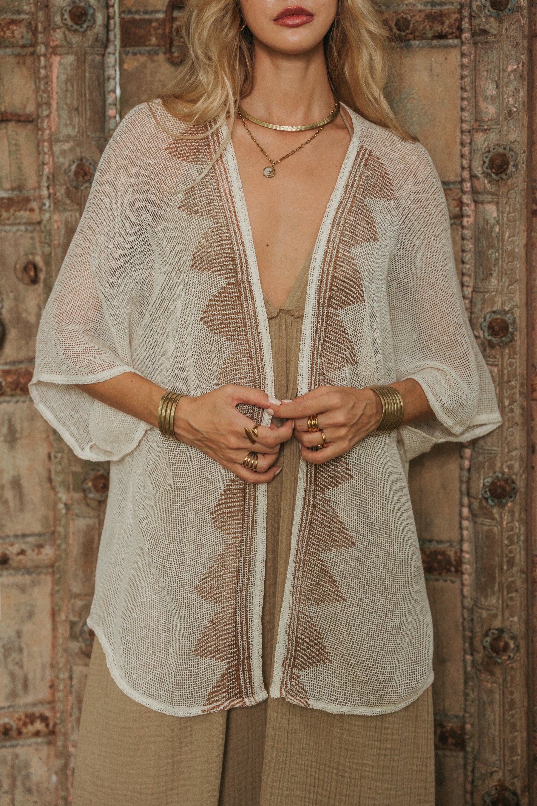 Kimono filet block print