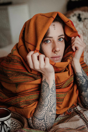 Rust Embroidered Shawl