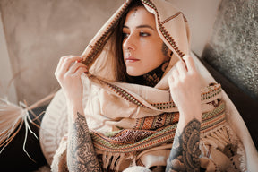 Cream embroidered shawl