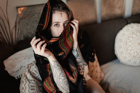 Black embroidered shawl